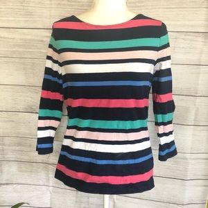 Chaps Striped Quarter Sleeve Top